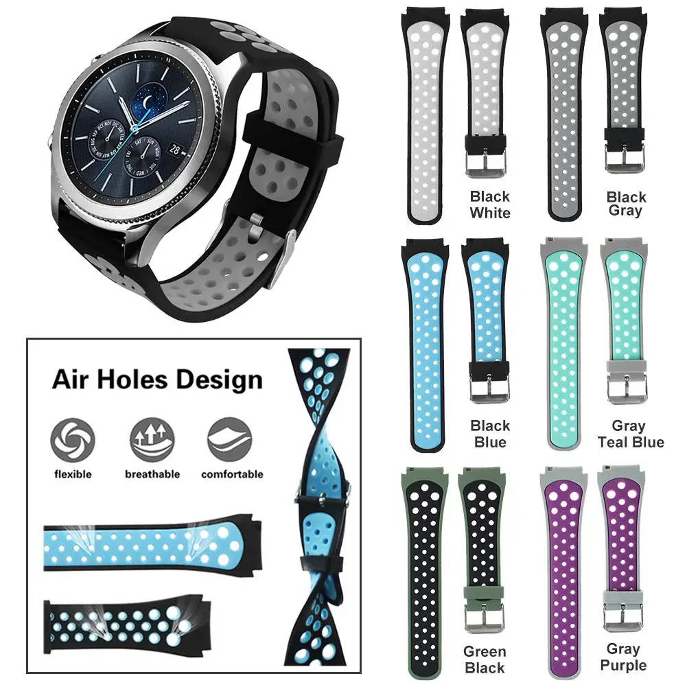 Силиконовые спортивные дышащие часы ремешок для samsung gear S3/Galaxy Watch S4 SM R800 46 мм 6