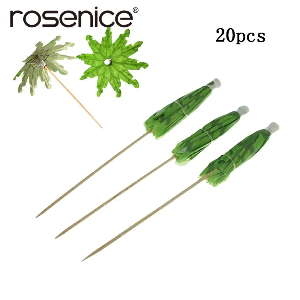 

20pcs Green Coconut Tree Sticks Umbrella Picks Party Artwork Toothpick Party Decoration Cupcake/Fruit/Cake Toppers Decor Pricks