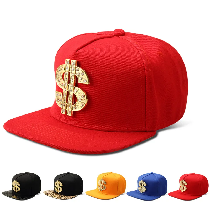 

Vogue Bling Diamond US Dollar $ Sign Money Baseball Caps Straight Flap Snapback hip hop hats men women Crystal gifts