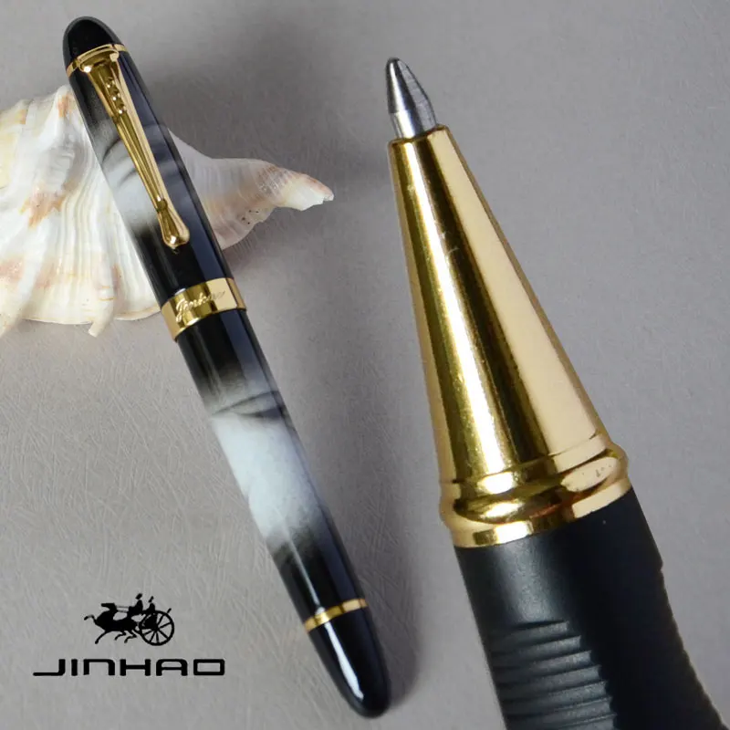 Роликовая шариковая ручка JINHAO X450 черная с белым туманом роскошная деловая