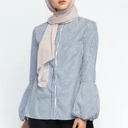 Женская мусульманская одежда Топ блузка рубашка в полоску с длинными рукавами Islamic mAh Исламская Турецкая индейка Саудовская Аравия Дубай