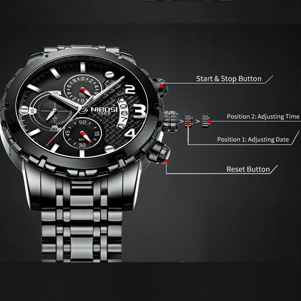 Nibosi Man Watch 2018 Relogio Masculino Men Watch Automatic Date Quartz Watches Waterproof Wristwatch Sport Male Watch Reloje
