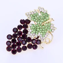 

THRWELL Unique Design Purple Grapes Scarf Brooches Pins with Crystal Rhinestone Fashion Brooch for Women Banquet Wedding Jewelry