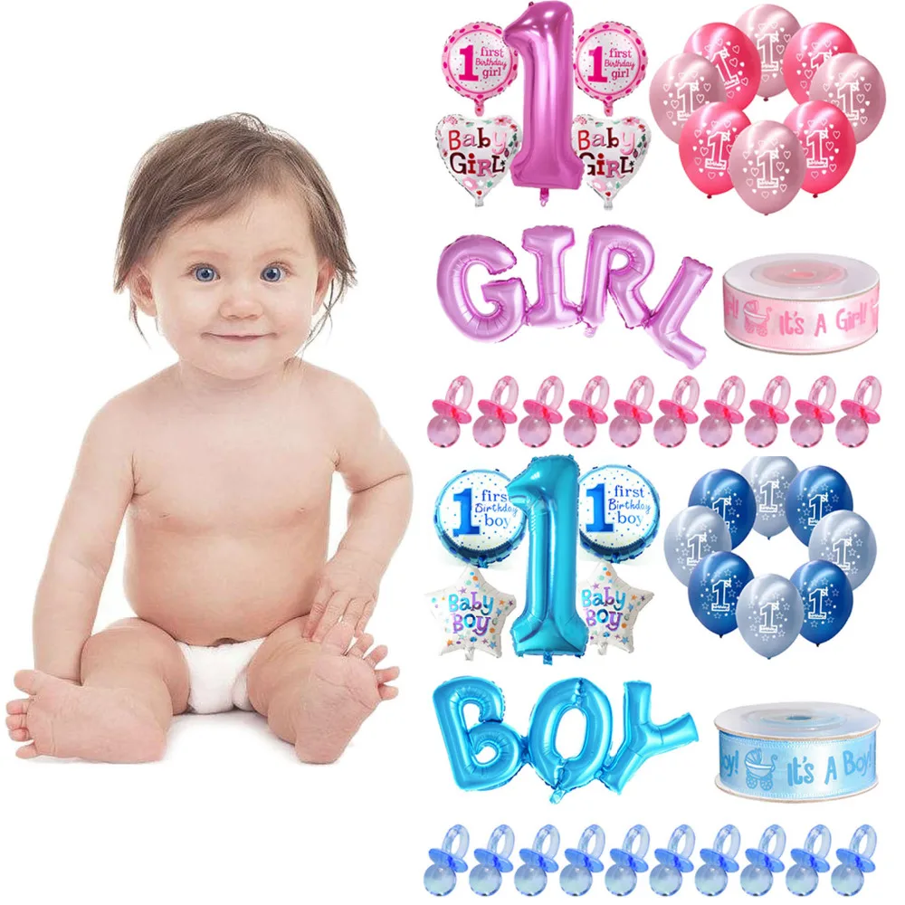 Для маленьких девочек первый 1 шары для дня рождения аксессуары поставки набор с 100 шт. соска Декор Детская Игрушка В ванную реквизит для