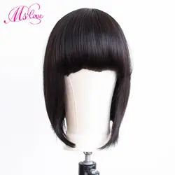 Синтетические волосы на кружеве человеческих волос парики прямо короткие парики человеческих волос с челкой парики для черный Для женщин
