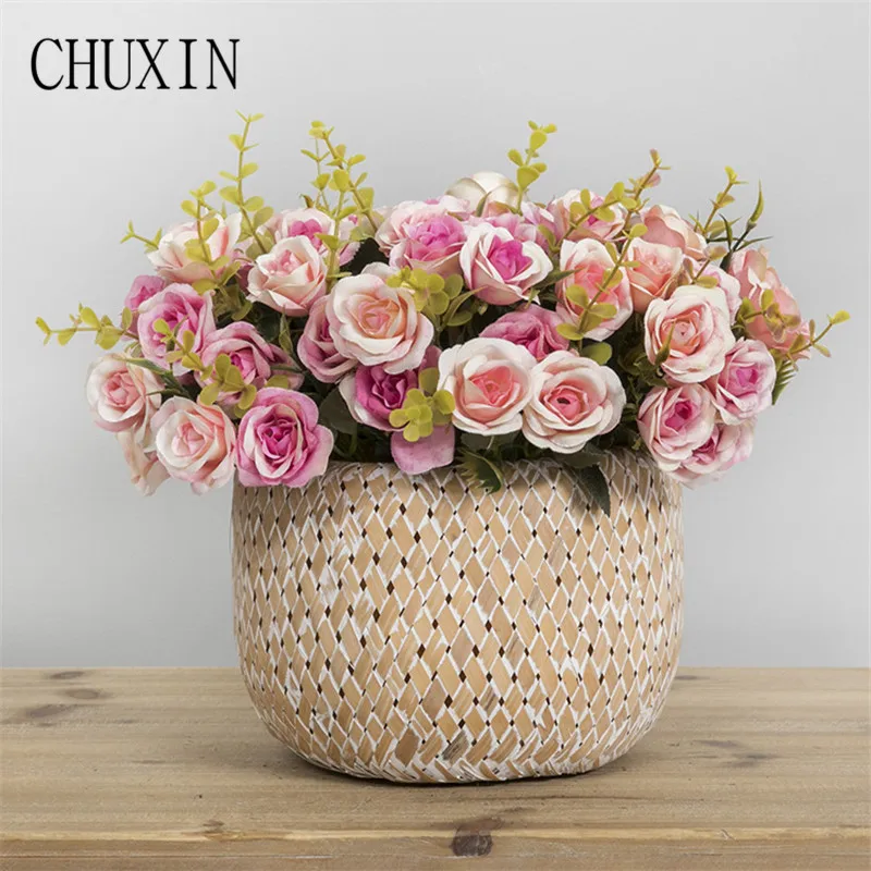

European 10 mini simulation oil painting roses wedding table flower road guide home decoration artificial flower birthday gift