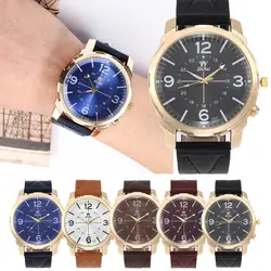 Для мужчин s часы Роскошные Мужские Бизнес часы большой циферблат Модные кварцевые часы кожаный ремешок для часов подарок для человека
