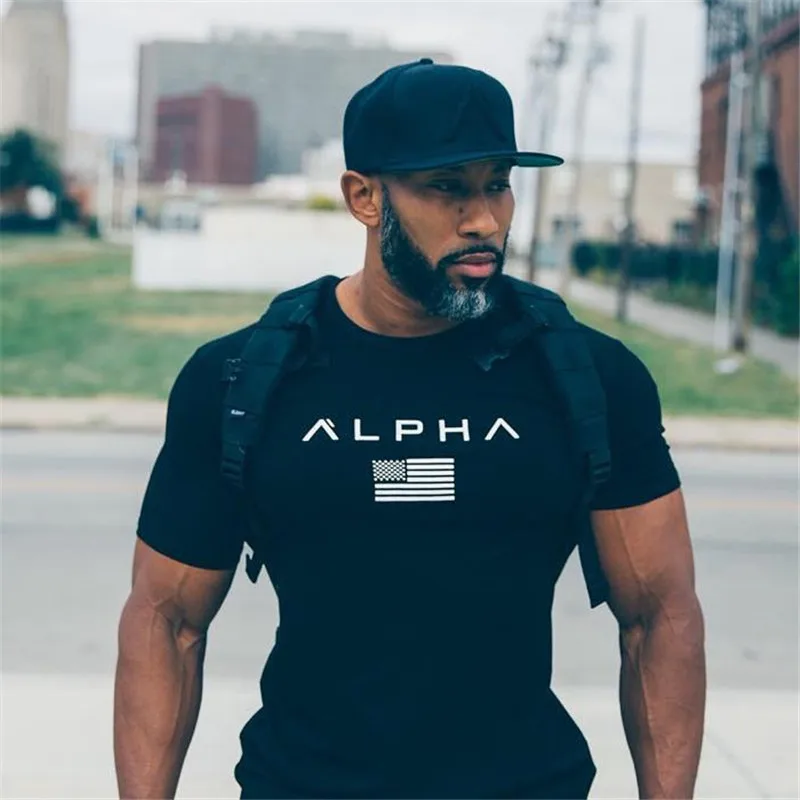 2019 новая брендовая одежда Gyms Tight хлопковая Футболка Мужская s alpha Фитнес футболка для мужчин Gyms Футболка Мужская Фитнес Летние футболки топы