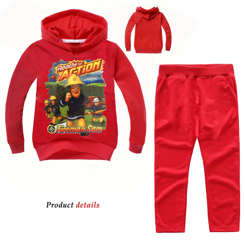 Г. детские хлопковые весенние комплекты одежды для мальчиков и девочек, свитер с пожарным Сэмом костюм со штанами детская спортивная одежда, спортивный костюм для детей