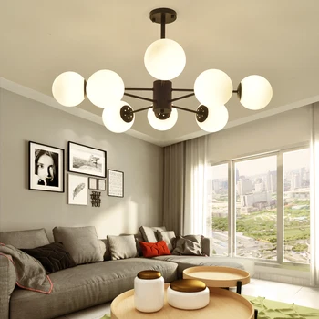 

Modern black art deco ball pendant lights iron glass light E27 LED hanging lamp for bedroom kitchen restaurant bar study parlor