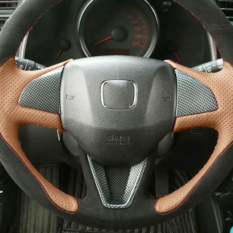

For Honda FIT JAZZ accessories 2014 2015 2016 car styling Chrome Car Steering wheel Button frame Panel cover trim