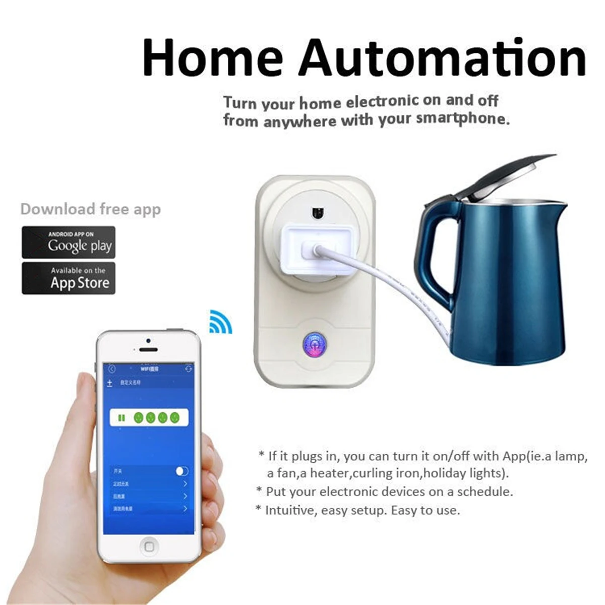 

EU/UK/US Safety Protection 750 Degree Wifi Smart Socket Automatic Flame Retardant for IOS/Android Timing Smart Home Switch