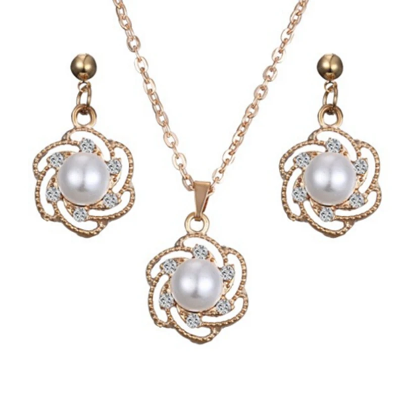 

Fashion Flower pendant Necklace gold Jewelry Set for Women Lady Girl Wedding Engagement Party Birthday Gift