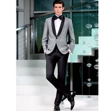 New Style Grey Formal Men Suits Slim Fit Tuxedo Skinny 2 Piece Blazer Custom Made Groom Prom Suits Wedding Suits (Jacket+Pants)