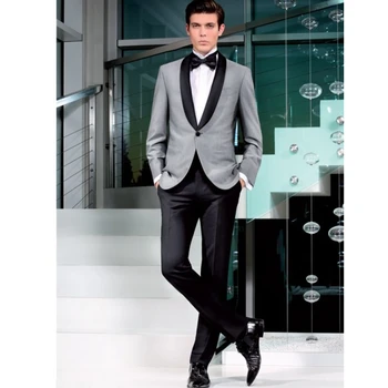 Ceny W Nowym Stylu Szary Formalne Garnitury Męskie Slim Fit Tuxedo Skinny 2 Sztuka Blazer Custom Made Groom Garnitury Na Bal Garnitury ślubne (kurtka + Spodnie)