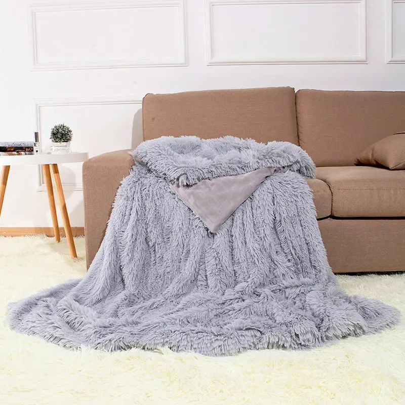 Однотонное плюшевое одеяло для дивана, переносное одеяло для пикника и путешествий, домашнее одеяло для взрослых, s для кровати, весна/осень, дорожный плед