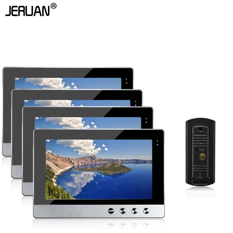 JERUAN New 10 inch Video Door Phone Intercom Audio System Kit Set + 4 Monitors + IR Night Vision Outdoor Camera In Stock JERUAN New 10 inch Video Door Phone Intercom Audio System Kit Set + 4 Monitors + IR Night Vision Outdoor Camera In Stock
