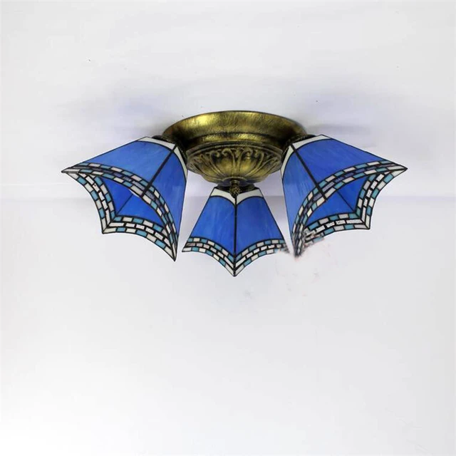 Cool Blue Stained Glass Tiffany Ceiling Lights