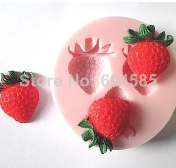 

New Three Holes Strawberry Fruit Silicone Mold Fondant Molds Sugar Craft Tools Chocolate Mould For Cakes