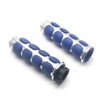 

Chrome Blue Rubber 7/8" 22mm Handlebar Grip For Suzuki Kawasaki Yamaha Honda