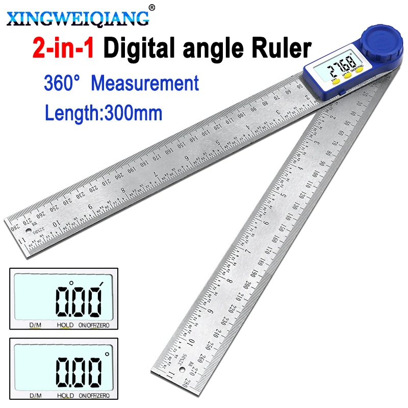 0-300mm Stainless Steel Angle Finder LCD Goniometer Digital Ruler Protractor Ruler Battery Powered for Length Measuring Angle Measuring 0-300mm Stainless Steel Angle Finder LCD Goniometer Digital Ruler Protractor Ruler Battery Powered for Length Measuring Angle Measuring