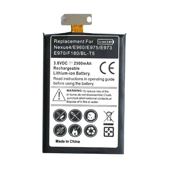 

Ciszean 2500mAh BL-T5 Replacement Li-ion Battery For LG Google Nexus4 Nexus 4 Optimus G E960 E970 E973 E975 F180 LS970 Free Ship