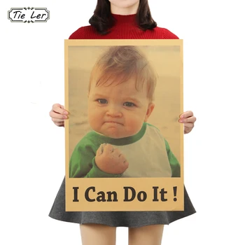 

TIE LER I Can Do It Famous Inspirational Quotations Kraft Paper Poster Bar Cafe Bedroom Decorative Painting Wall Stickers