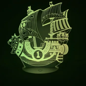 

Anime One Piece Boat Thousand Sunny 3d Illusion Lamp Led Night Light for Kids Birthday Gift Children's Bedroom Decor Night Lamp