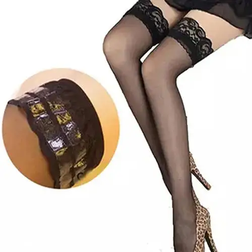 

New Arrival Hot Women Sexy Lace Top Silicon Strap Anti-skid Thigh Nightclub High Stockings 2019