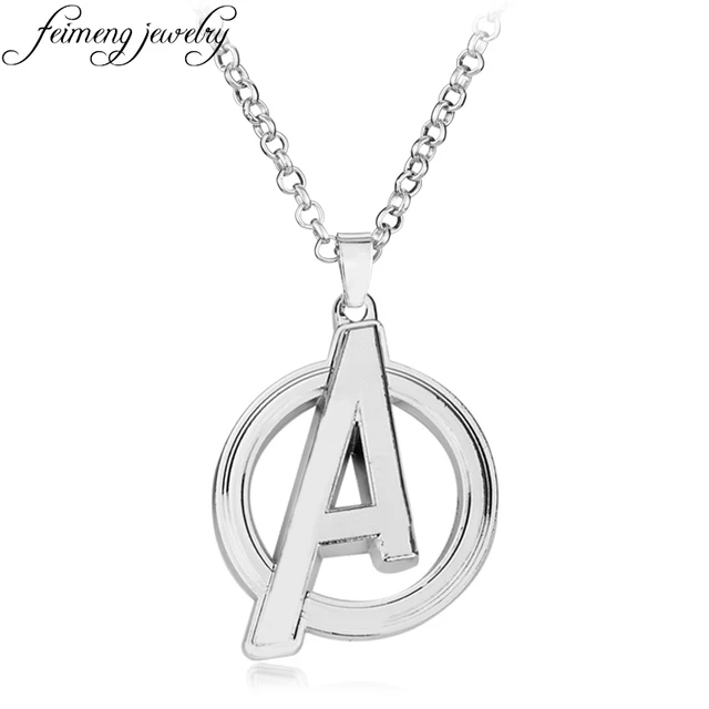feimeng jewelry Marvel Comic The Avengers Necklace Superhero A Logo Pendant Necklace For Men