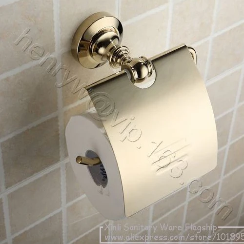 X16133 Роскошные Настенные золото Цвет Аксессуары для ванной комнаты в том числе Полотенца кольцо& Стекло& держатель мыла и крючок и Бумага держатель - Цвет: Paper Holder