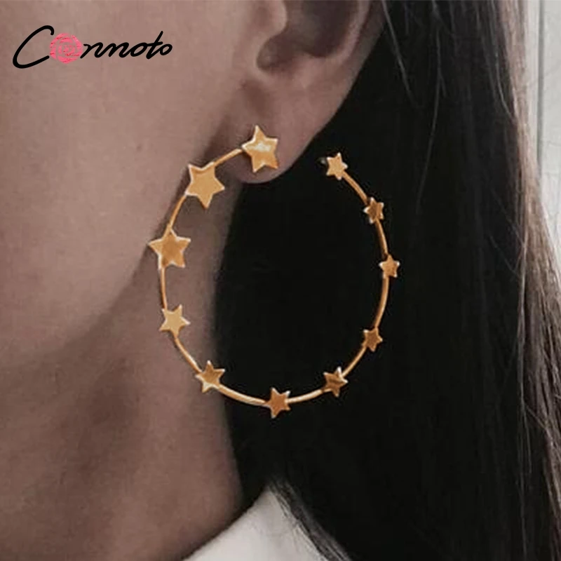 

Conmoto Boho Star Circle Stud Earrings Female Gold Silver Statement Earring Gift Women Fashion Jewerly Stainless Steel Earring