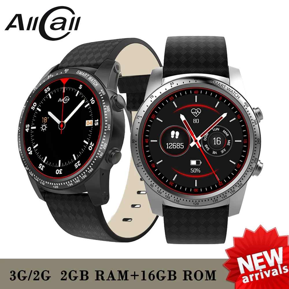 

AllCall W1 2GB RAM 16GB ROM 1.39" AMOLED screen Heart Rate Phone Smart Watch GPS 3G/2G Watch-Phone MTK6580m Android 5.1 MP4 WiFi