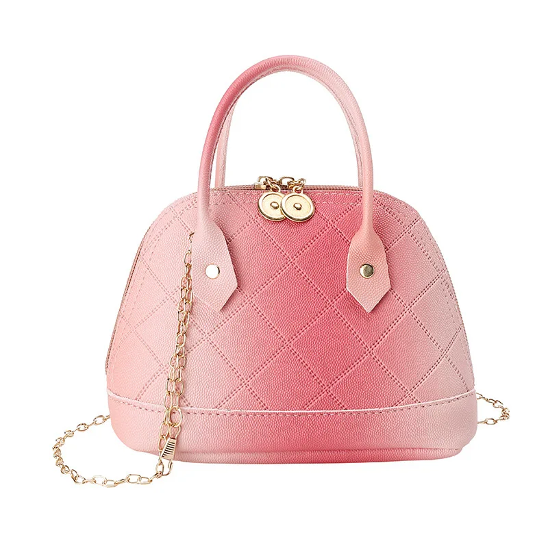 

Ladies Messenger Shell Top-handle Crossbody Bags PU Leather Diamond Lattice Shoulder Handbags for Women Solid Color Chain Tote