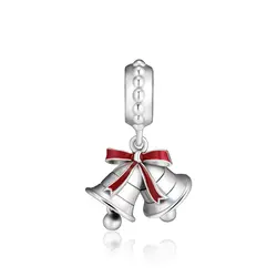 Подходит Pandora Charms браслеты рождественские колокольчики бусины 100% 925 пробы-серебро-ювелирные изделия Бесплатная доставка DIY Изготовление