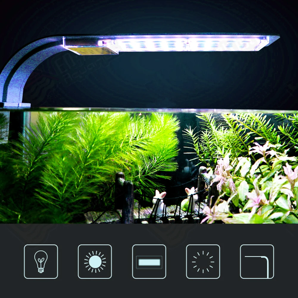 Супер яркий светодиодный светильник для аквариума s светодиодный светильник для выращивания растений 10 Вт водные лампы для пресной воды водонепроницаемый зажим для аквариума