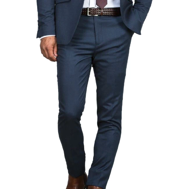 Custom Made Dark Blue Wedding Suit for Men - Slim Fit Fashionable Business and Tuxedo Style Suit image 2