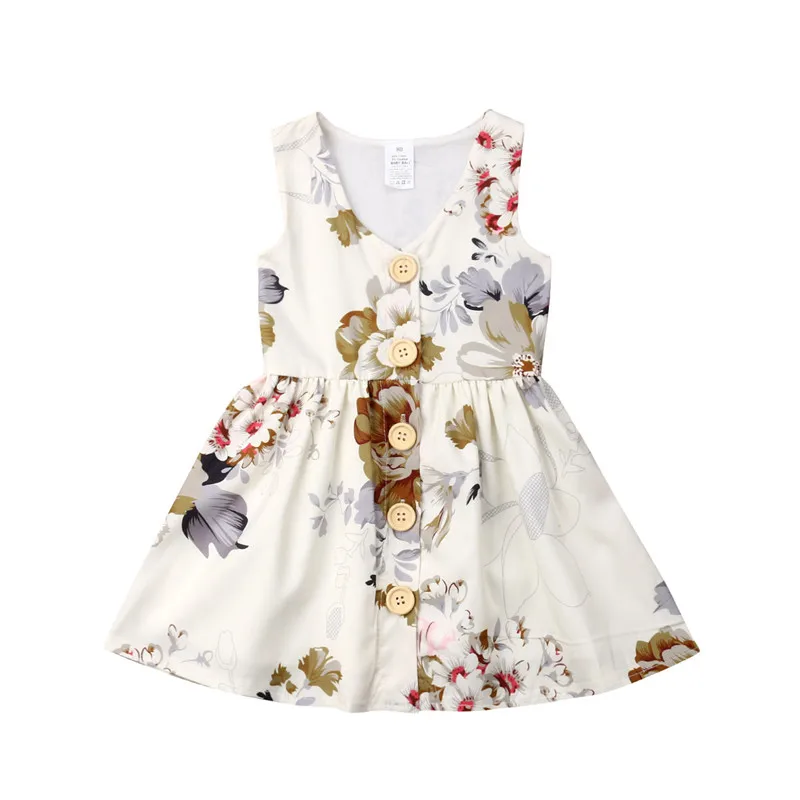 

Flower Baby Girls Summer Sundress Toddler Kids Dress Button Party Pageant Tutu Dresses Clothes 6M-5T