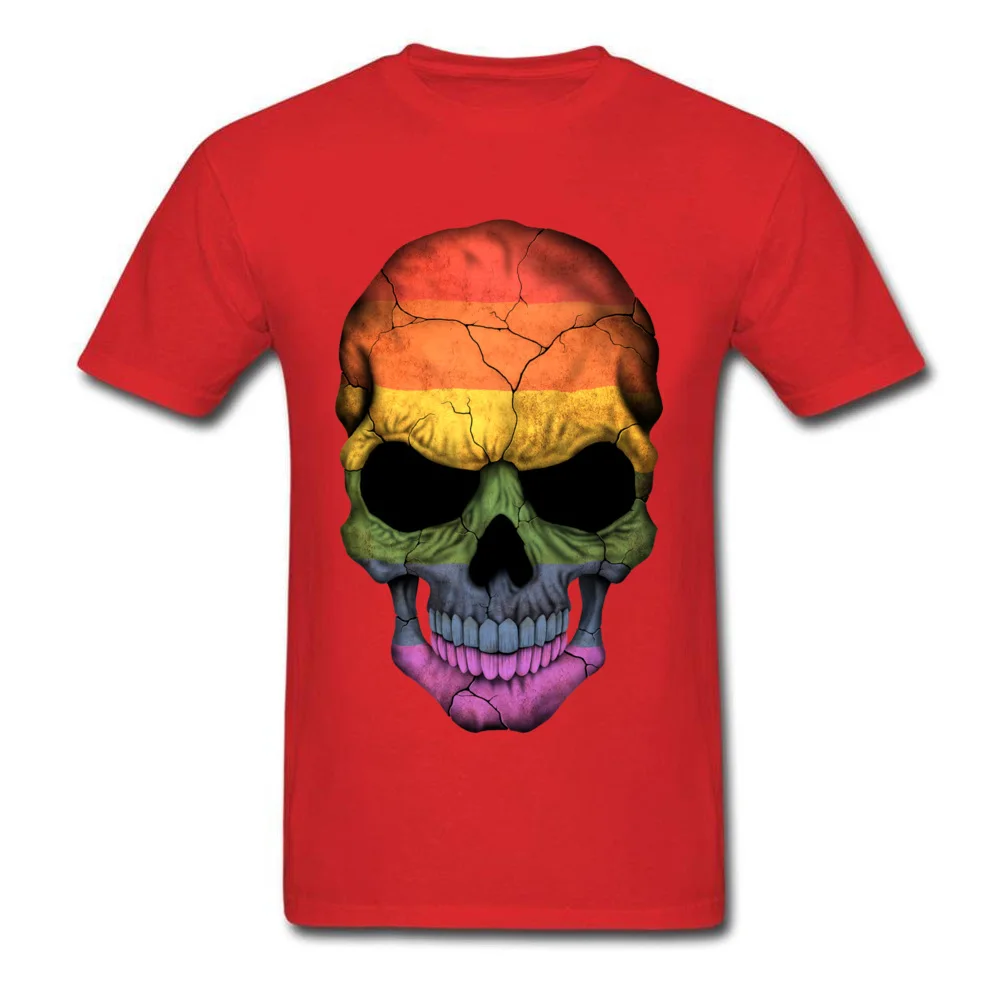 Gay Pride Rainbow Flag Skull_red