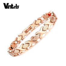 Магнитные браслеты Vinterly Energy для женщин, звено-цепочка из розового золота, браслет из нержавеющей стали, женские очаровательные ювелирные изделия