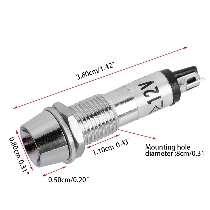 1 шт. DC 12 В 8 мм нить ADP8-1 красный светодиодный индикатор Панель сигнала контрольная лампа Новый