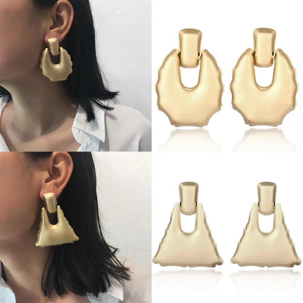 

OLOEY Retro Geometric Metal Earrings For Women Fashion Exaggerated Female Drop Earrings Punk Personality Party Long Earring