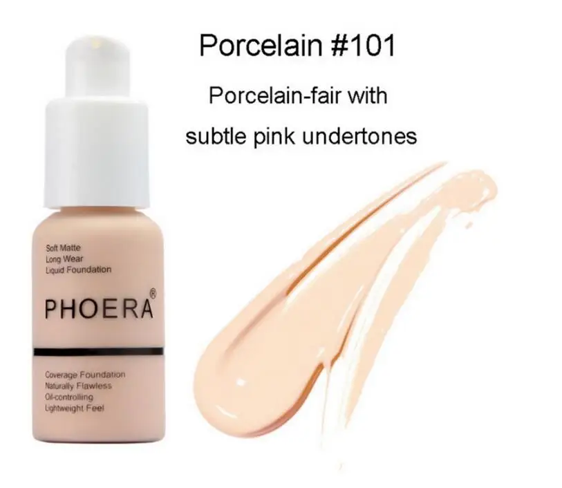 PHOERA 30ml Matte Long Wear Soft Foundation Liquid Face Makeup Coverage Foundation Naturally Oil-controlling Lightfeel Cream