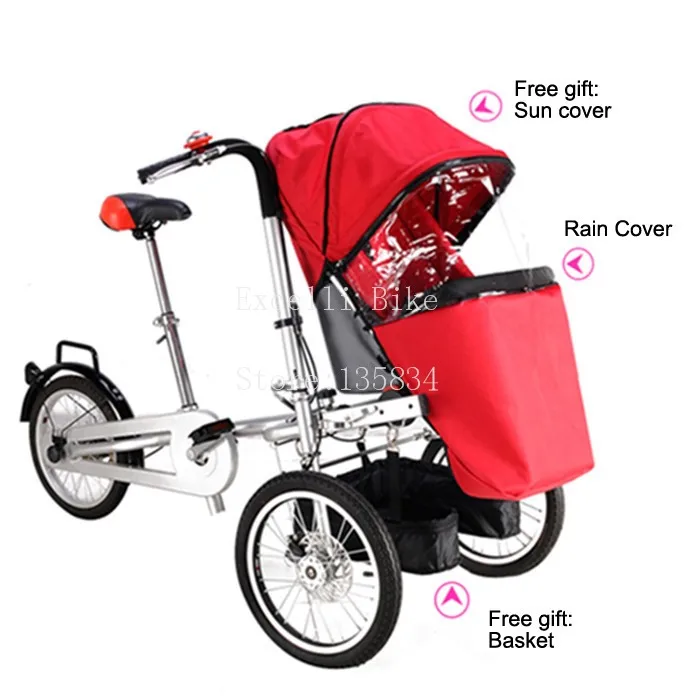 Sale Excelli 16" Folding Mother Baby Stroller Free Rain Cover Pushchair Bike Carrier Carrinho Pushchair-Bicycle Baby Strollers 3 in 1 7 Sale Excelli 16" Folding Mother Baby Stroller Free Rain Cover Pushchair Bike Carrier Carrinho Pushchair-Bicycle Baby Strollers 3 in 1 7