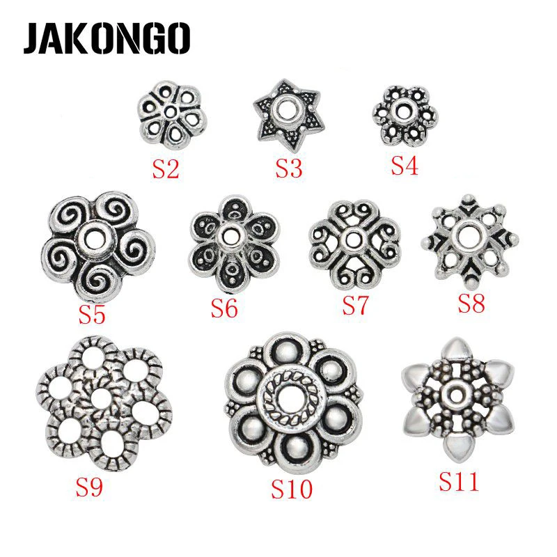 JAKONGO античные посеребренные бусины колпачки для изготовления ювелирных изделий браслет ювелирных изделий DIY аксессуары 11 стилей 25 г/лот