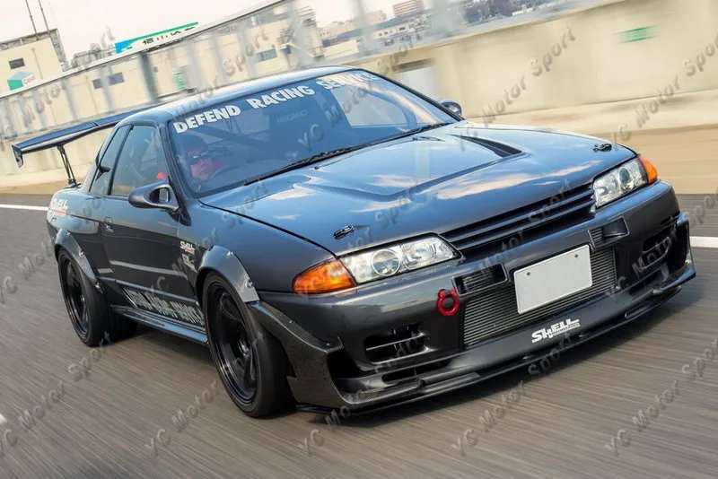 1989-1994 Nissan Skyline R32 GTR Front Bumper Garage GD Dedend Style Stingray Canards CF (53)
