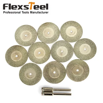 

10Pcs/set 25MM Mini Grinding Wheel Saw Blade Diamond Cutting Discs For Rotary Tools Dremel Stone Blade+2pcs Mandrels Drill Bits