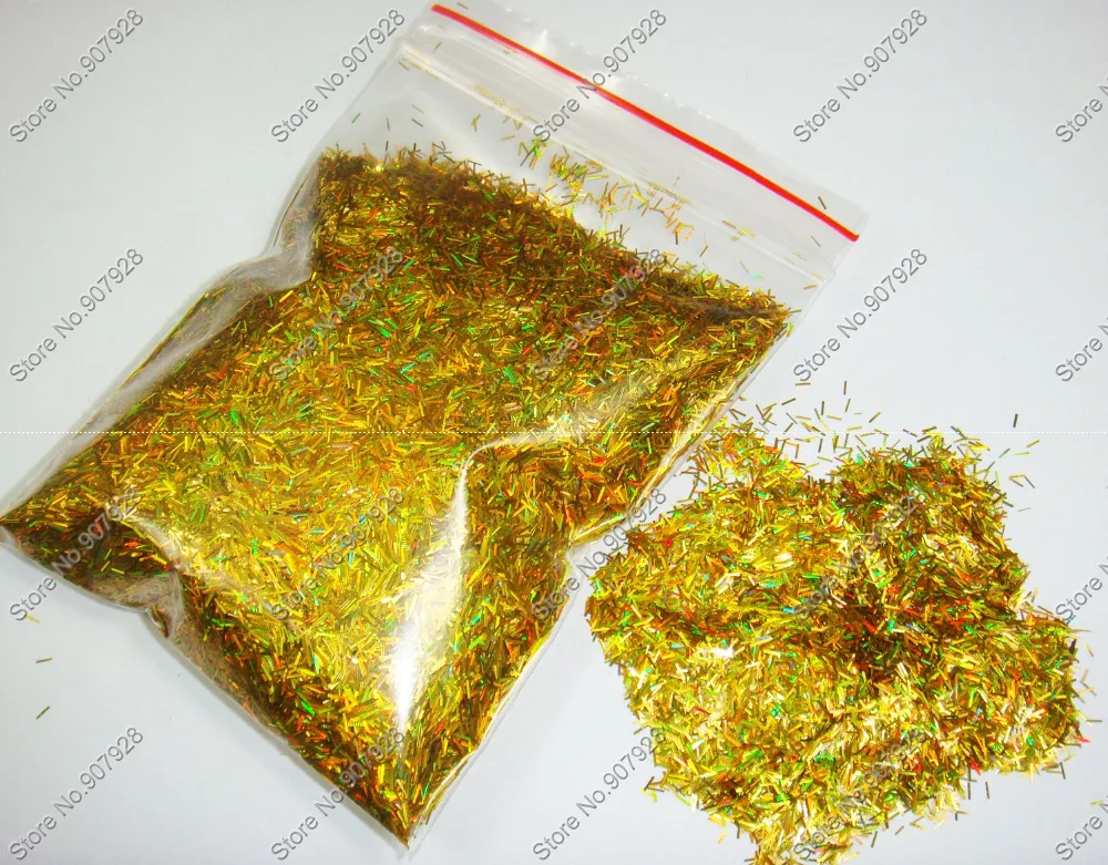 

50g/bag Laser Holographic Gold Color Shining Nail Glitter Strips Powder for DIY Nail Art Decoration and Glitter Crafts