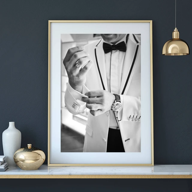 gentleman canvas painting art poster fashion man in a suit makeup