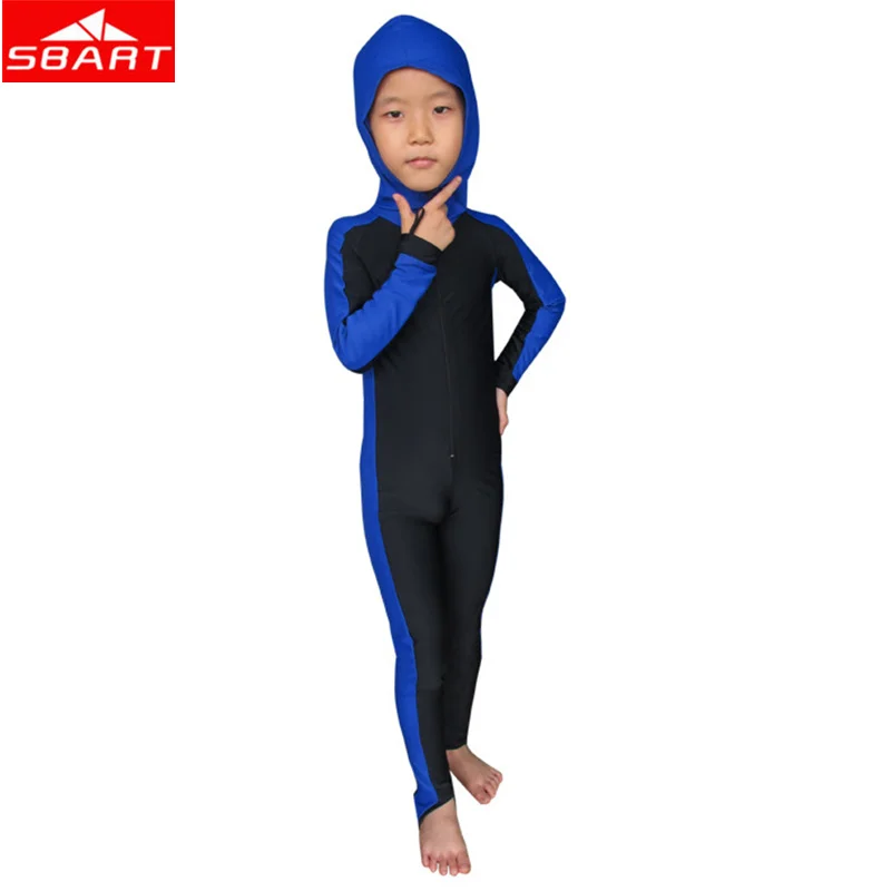 

SBART Full Body Kids Diving Suit Swimwear Hooded UV Protect Long Sleeve Boys Girls Swimsuit Diving Suit Surf Diving Skin Wetsuit